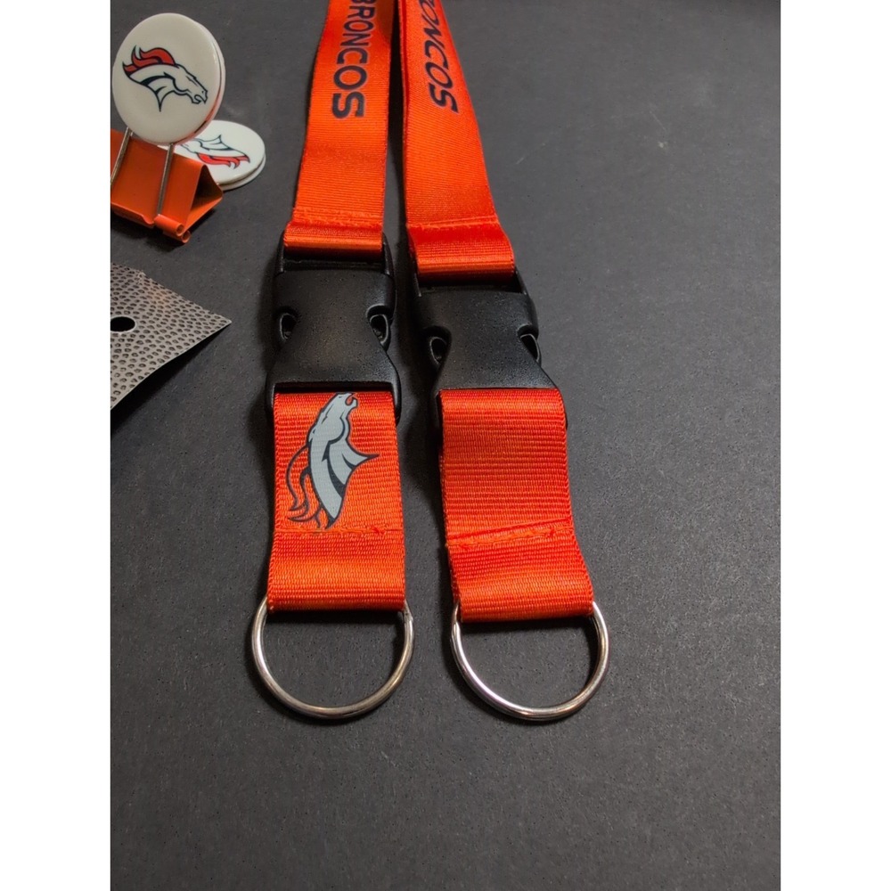 Lot Of Four Assorted Broncos Fan Items 2 Lanyards 1 Hair Clip 1 Binder Clip. - Picture 4 of 5